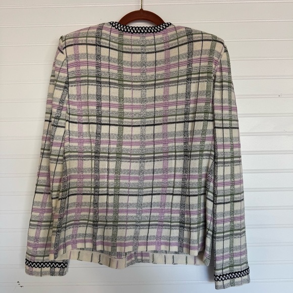 NWT ST. JOHN Knits Cream Black JACKET Siz 10 Suit Blazer Multicolor Plaid - Picture 11 of 11